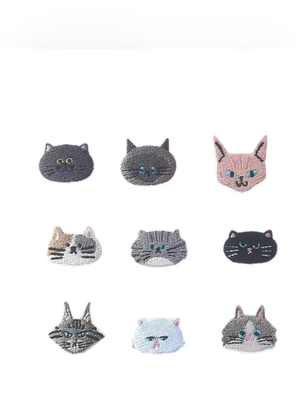 Cat Patch Set Iron On, New Without Tag, Set Of 12 Patch Cat Face Iron-On Appliqu